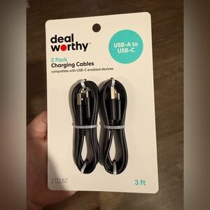 Deal Worthy USB-A to USB-C Charging Cables 2 Pack
